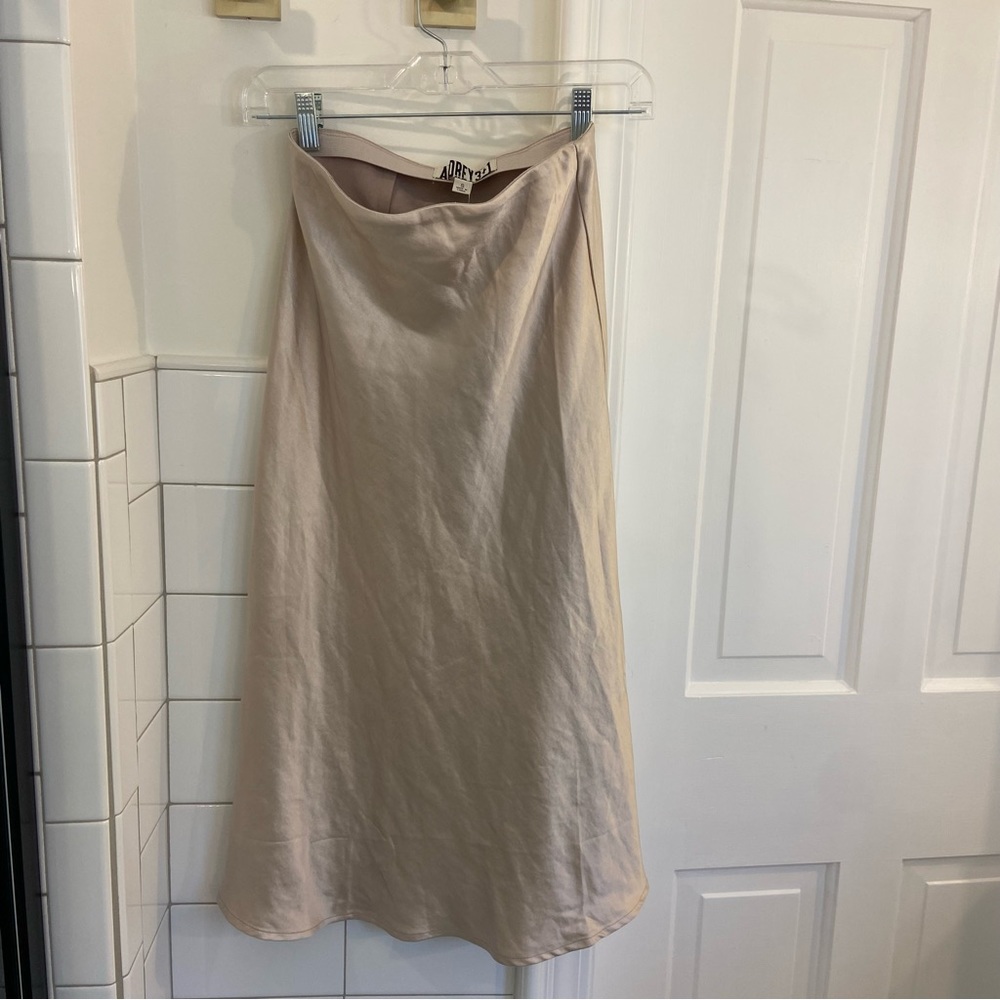 Gold silk midi skirt